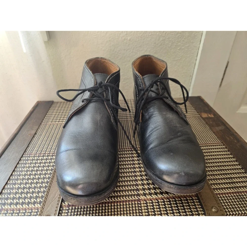 Bed Stu Gray Leather Ankle Boots Men's Size 9.5  Casual Lace Up Chukka Shoe